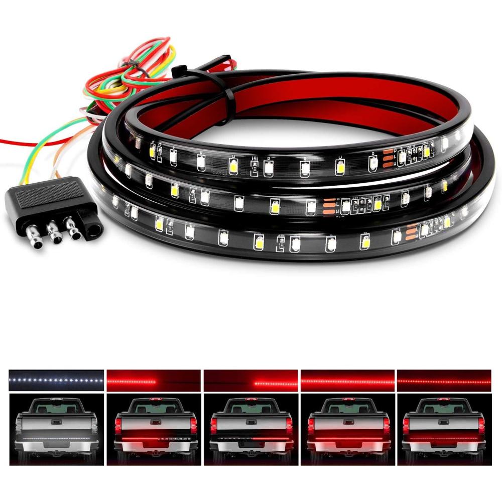 imageNilight Truck Tailgate Light Strip 60quot Quad Row 648 LED Strip with Red Running Brake Lights White Reverse Lamp Amber Turn Signals60 Tailgate Light Strip
