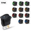 Nilight 90013L 12PCS Round Toggle LED Switch 12V Car Truck Rocker On-Off Control Blue Green Yellow Red
