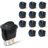 Nilight 12PCS 12V Blue Round Toggle LED Switch 20A 12V DC On/Off SPST for Car Truck Rocker On-Off Control(12Pcs Round Switch Blue)