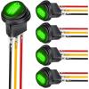 Nilight 12PCS 12V Blue Round Toggle LED Switch 20A 12V DC On/Off SPST for Car Truck Rocker On-Off Control(5Pcs Green)