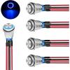 Nilight 8PCS 12V 20A Round Blue Toggle LED Rocker Switch On-Off Control SPST 3Pins for 12V Car Truck Boat Marine Off-Road Vehicle with 24PCS Wires(5Pcs 12mm Switch)