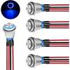 Nilight 8PCS 12V 20A Round Blue Toggle LED Rocker Switch On-Off Control SPST 3Pins for 12V Car Truck Boat Marine Off-Road Vehicle with 24PCS Wires(5Pcs 16mm Switch)