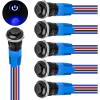 Nilight 8PCS 12V 20A Round Blue Toggle LED Rocker Switch On-Off Control SPST 3Pins for 12V Car Truck Boat Marine Off-Road Vehicle with 24PCS Wires(6pcs 12mm LED Switch)