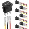 Nilight 8PCS 12V 20A Round Blue Toggle LED Rocker Switch On-Off Control SPST 3Pins for 12V Car Truck Boat Marine Off-Road Vehicle with 24PCS Wires(8PCS 3 Way Round Switch)