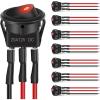 Nilight 8PCS 12V 20A Round Blue Toggle LED Rocker Switch On-Off Control SPST 3Pins for 12V Car Truck Boat Marine Off-Road Vehicle with 24PCS Wires(8Pcs LED Switch Red)
