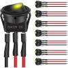 Nilight 8PCS 12V 20A Round Blue Toggle LED Rocker Switch On-Off Control SPST 3Pins for 12V Car Truck Boat Marine Off-Road Vehicle with 24PCS Wires(8Pcs LED Switch Amber)