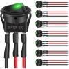 Nilight 8PCS 12V 20A Round Blue Toggle LED Rocker Switch On-Off Control SPST 3Pins for 12V Car Truck Boat Marine Off-Road Vehicle with 24PCS Wires(8Pcs LED Switch Green)