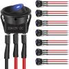 Nilight 8PCS 12V 20A Round Blue Toggle LED Rocker Switch On-Off Control SPST 3Pins for 12V Car Truck Boat Marine Off-Road Vehicle with 24PCS Wires(8Pcs Universal Switch)
