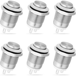 Nilight 12PCS 12V Blue Round Toggle LED Switch 20A 12V DC On/Off SPST for Car Truck Rocker On-Off Control(6PCS 12mm Momentary Switch Steel)