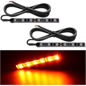 Nilight 32 LED 8’’ Flexible License Plate Light Strip Tail Brake Stop Turn Signal Universal Fit for Harley Motorcycle Bike ATV Car SUV(2PCS Amber)