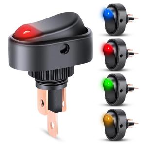 Nilight 5PCS LED Lighted Rocker Switch 12V Red Illuminated ON Off Toggle Switches 30A 3Pin SPST Oval Shaped 12mm Hole for Automotive Car Truck RV Motorcycles Marine Boats(5Pcs Rocker Switch Mixed Color)