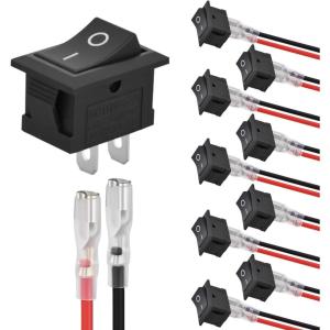 Nilight 8PCS 12V 20A Round Blue Toggle LED Rocker Switch On-Off Control SPST 3Pins for 12V Car Truck Boat Marine Off-Road Vehicle with 24PCS Wires(10PCS Mini ON/Off Switch)