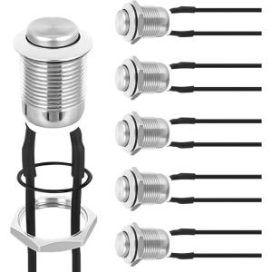 Nilight 8PCS 12V 20A Round Blue Toggle LED Rocker Switch On-Off Control SPST 3Pins for 12V Car Truck Boat Marine Off-Road Vehicle with 24PCS Wires(6PCS 12mm Momentary Switch Steel)