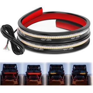 Nilight Truck Tailgate Light Strip 60″ Quad Row 648 LED Strip with Red Running Brake Lights White Reverse Lamp Amber Turn Signals(30″ Tailgate Light Strip Red/Amber)
