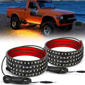 Nilight Truck Tailgate Light Strip 60″ Quad Row 648 LED Strip with Red Running Brake Lights White Reverse Lamp Amber Turn Signals(48″ Running Board Lights White/Amber)