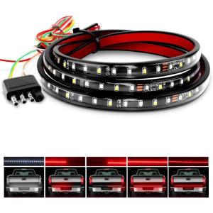 Nilight Truck Tailgate Light Strip 60″ Quad Row 648 LED Strip with Red Running Brake Lights White Reverse Lamp Amber Turn Signals(60″ Tailgate Light Strip)