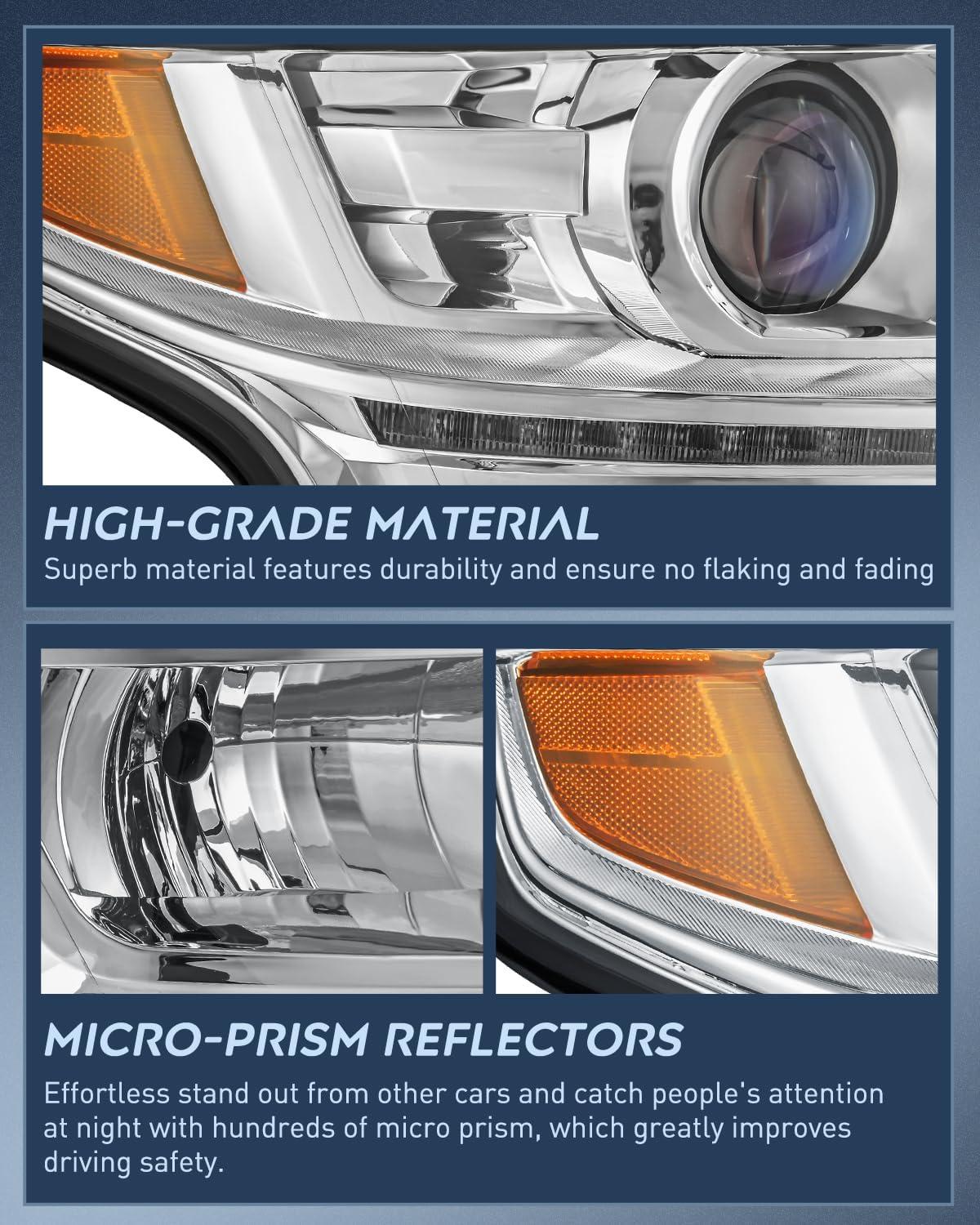 imageNilight Headlight Assembly for 2014 2015 Chevy Silverado 1500 Pickup Truck Replacement Headlamp Black Housing Clear Reflector Driver and Passenger SideChrome Housing Amber Reflector
