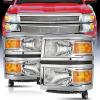 Nilight Headlight Assembly for 2014 2015 Chevy Silverado 1500 Pickup Truck Replacement Headlamp Black Housing Clear Reflector Driver and Passenger Side(Chrome Housing + Amber Reflector)
