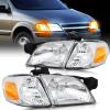Nilight Headlight Assembly for 2014 2015 Chevy Silverado 1500 Pickup Truck Replacement Headlamp Black Housing Clear Reflector Driver and Passenger Side(Chrome Housing + Amber Reflector)