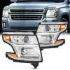 Nilight Headlight Assembly for 2014 2015 Chevy Silverado 1500 Pickup Truck Replacement Headlamp Black Housing Clear Reflector Driver and Passenger Side(Chrome Housing + Amber Reflector)