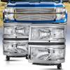 Nilight Headlight Assembly for 2014 2015 Chevy Silverado 1500 Pickup Truck Replacement Headlamp Black Housing Clear Reflector Driver and Passenger Side(Chrome Housing + Clear Reflector)