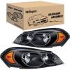 Nilight Headlight Assembly Compatible with 2006 2007 2008 2009 2010 2011 2012 2013 2014 2015 2016 Impala 2006 2007 Monte Carlo Replacement Headlamp Chrome Housing Amber Reflector(Black Housing + Amber Reflector)