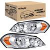 Nilight Headlight Assembly Compatible with 2006 2007 2008 2009 2010 2011 2012 2013 2014 2015 2016 Impala 2006 2007 Monte Carlo Replacement Headlamp Chrome Housing Amber Reflector(Chrome Housing + Amber Reflector)