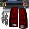 Nilight Headlight Assembly for 1994 1995 1996 1997 1998 Chevy Silverado Tahoe Suburban C10 C/K 1500 2500 3500 Replacement Headlamp Black Housing Amber Reflector Bumper Corner Lamp(Dark Red-Pair of Driver and Passenger Side)