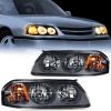 Nilight Headlight Assembly for 2000 2001 2002 2003 2004 2005 Chevy Impala Replacement Headlamp Chrome Housing Amber Reflector(Black Housing + Amber Reflector)