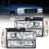 Nilight Headlight Assembly for 2014 2015 Chevy Silverado 1500 Pickup Truck Replacement Headlamp Black Housing Clear Reflector Driver and Passenger Side(Chrome Housing + Amber Reflector)