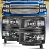 Nilight Headlight Assembly for 2014 2015 Chevy Silverado 1500 Pickup Truck Replacement Headlamp Black Housing Clear Reflector Driver and Passenger Side(Black Housing + Clear Reflector)