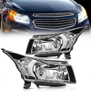 Nilight Headlight Assembly for 2014 2015 Chevy Silverado 1500 Pickup Truck Replacement Headlamp Black Housing Clear Reflector Driver and Passenger Side(Chrome Housing + Clear Reflector)