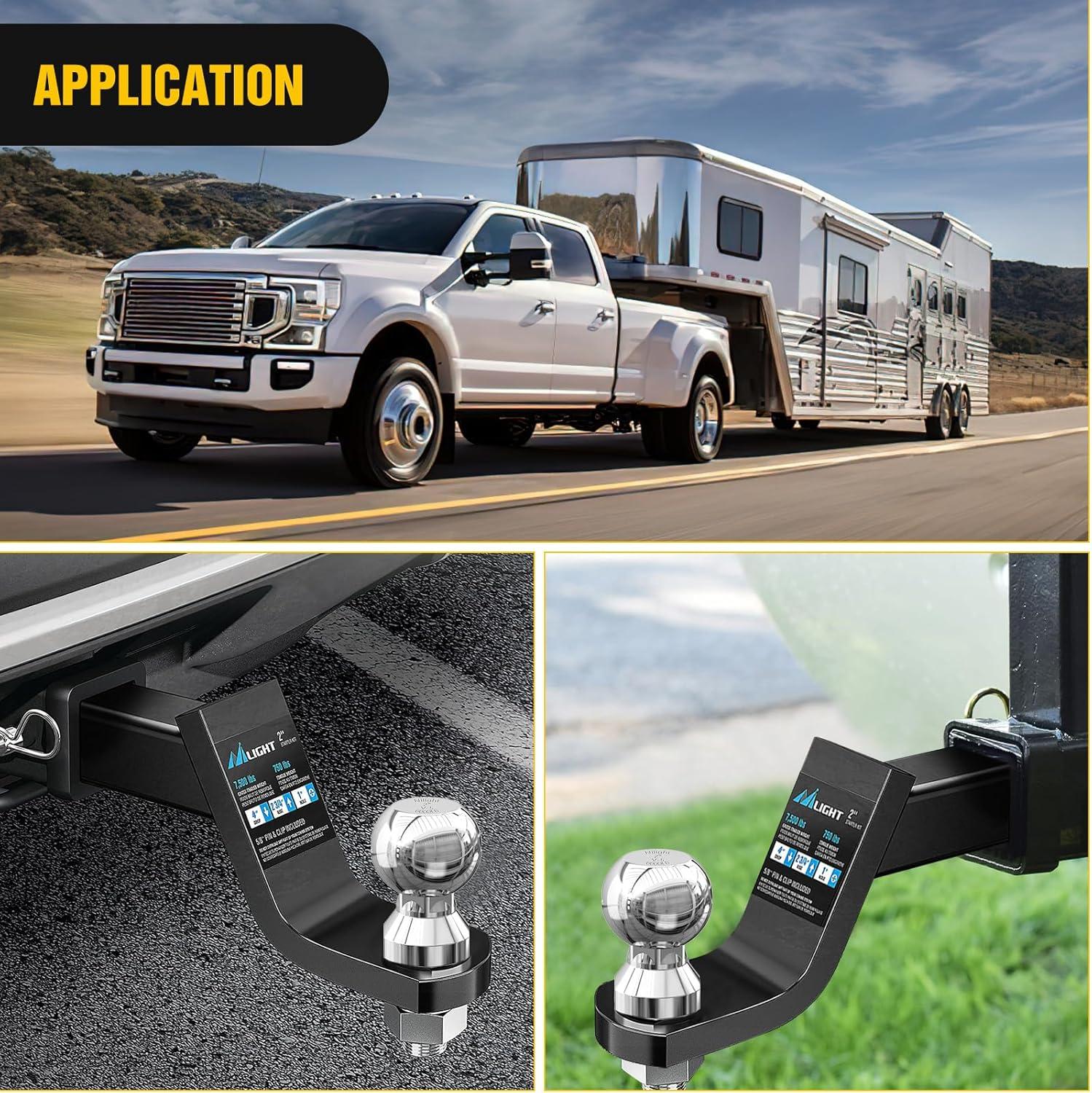 imageNilight 178quot 2quot and 2516quot Diameter Chrome Trailer Hitch Ball Maximum Load Capacity Up to 8000 lbs 1 Inch Shank Universal Fit Gray