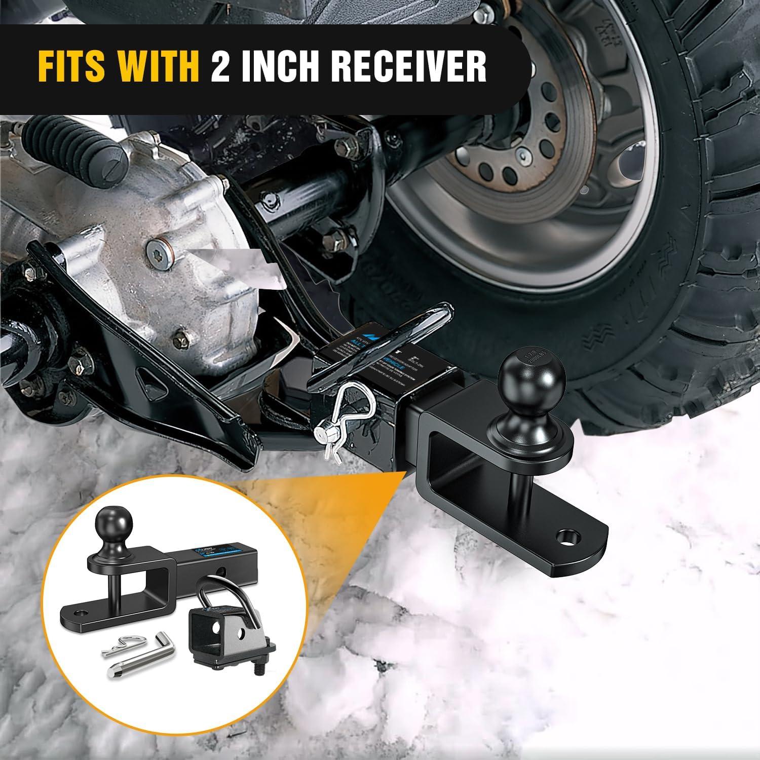 imageNilight 3 in 1 ATV UTV Multi Hitch Mount with 2 Inch Receiver 178 inch Ball Hitch Rated 2000 LBS Winch Strap Loop Rated 5000 LBS