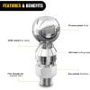 Nilight 1-7/8″, 2″ and 2-5/16″ Diameter Chrome Trailer Hitch Ball, Maximum Load Capacity Up to 8,000 lbs, 1- Inch Shank Universal Fit Gray