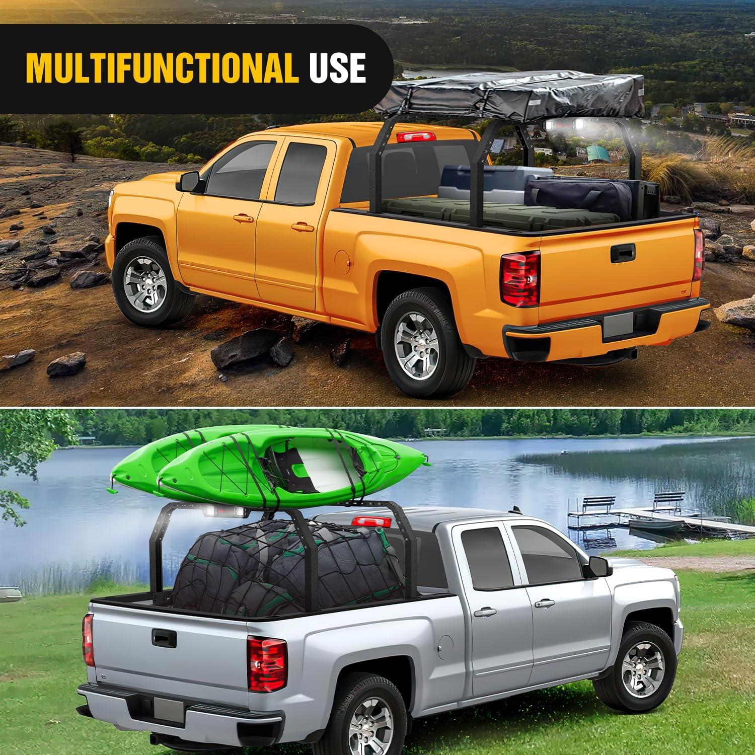 imageNilight Adjustable 2730quot High Truck Ladder Bed Back Compatible with TacomaTundraRam 1500 SilveradoSierra 1500 F150 Gladiator JTTitanFrontierColoradoCanyonRanger with 2 LED Lights