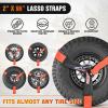 Nilight Car Tie Down Straps with Chain Hook Anchors 4 Pack Adjustable Wheel Straps 2″ x 96″ Lasso Style 3,674 lbs Safe Working Load Comes with Bag for Truck Cars UTV Orange