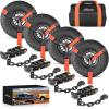 Nilight Car Tie Down Straps with Chain Hook Anchors 4 Pack Adjustable Wheel Straps 2″ x 96″ Lasso Style 3,674 lbs Safe Working Load Comes with Bag for Truck Cars UTV Orange