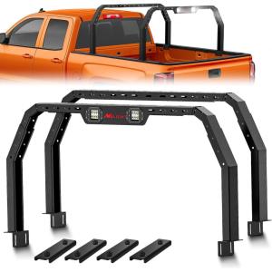 Nilight Adjustable 27-30″ High Truck Ladder Bed Back Compatible with Tacoma/Tundra/Ram 1500/ Silverado/Sierra 1500/ F150/ Gladiator JT/Titan/Frontier/Colorado/Canyon/Ranger with 2 LED Lights