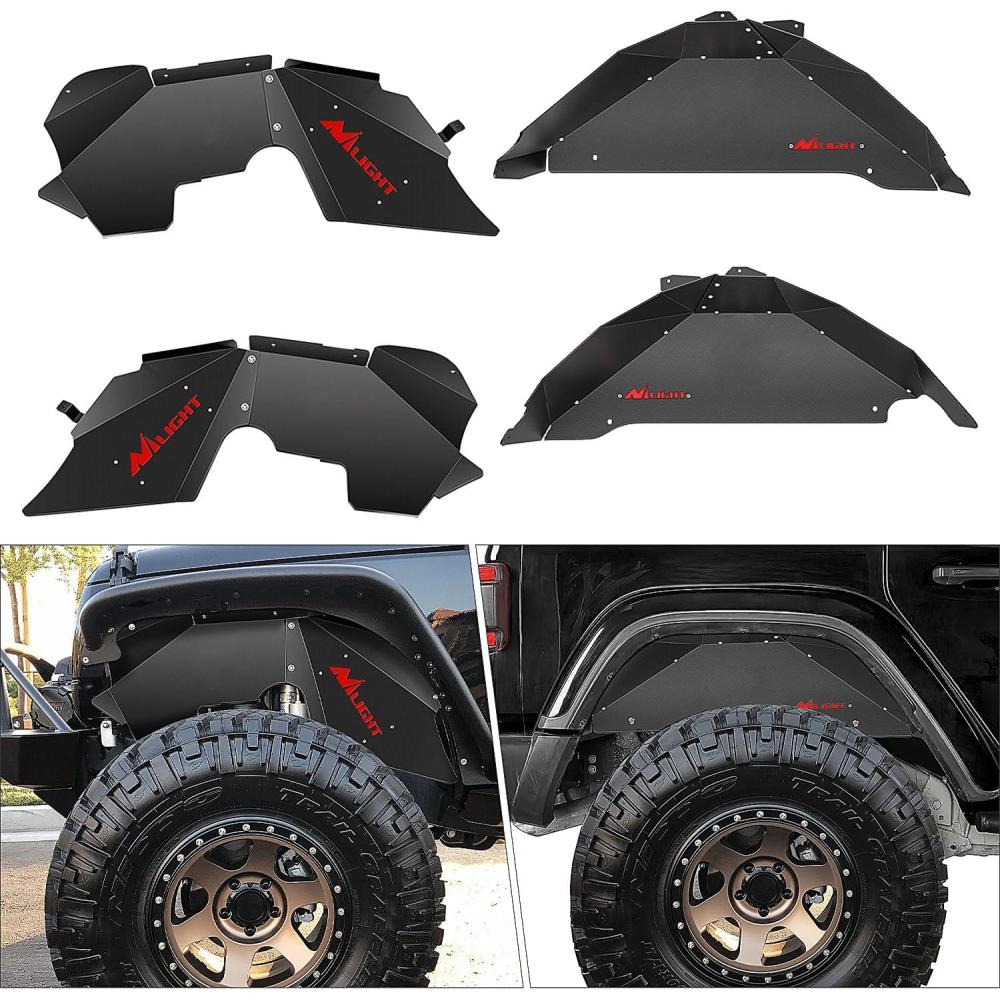 imageNilight TJ Rear Inner Fender Liners Fit for 1997 1998 1999 2000 2001 2002 2003 2004 2005 2006 Jeep Wrangler TJ ampamp LJ2PCS Offroad Powder Coated Steel Splash Mud Guard Wheel Well Liner Covers4Pcs FrontRear JK 20072018