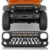 Nilight Front Grille Cover for 2018 2019 2020 2021 2022 2023 2024 2025 Wrangler JL and Gladiator JT with LED Amber Lights Matte Black(For 2007-2018 JK Shark Mouth)