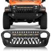 Nilight Front Grille Cover for 2018 2019 2020 2021 2022 2023 2024 2025 Wrangler JL and Gladiator JT with LED Amber Lights Matte Black(For 2018-2025 JL&JT Shark Mouth)