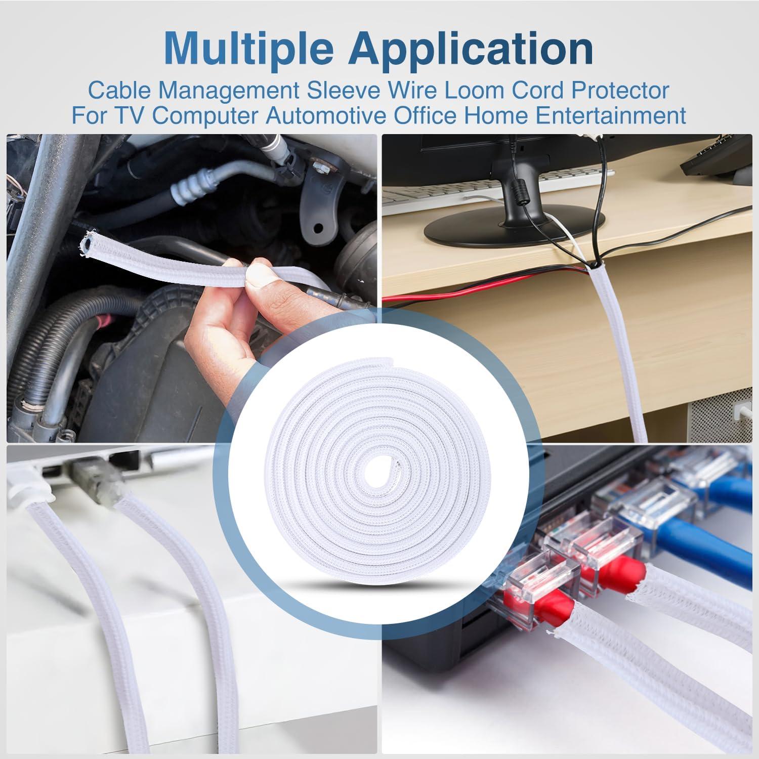 image:imageNilight Cable Sleeve10ft14inch Cord Management Sleeves Braided Sleeving Split Self Wrapping Wire Loom for Computer Electrical Automotive Harness Protector Organizer WhiteWhite