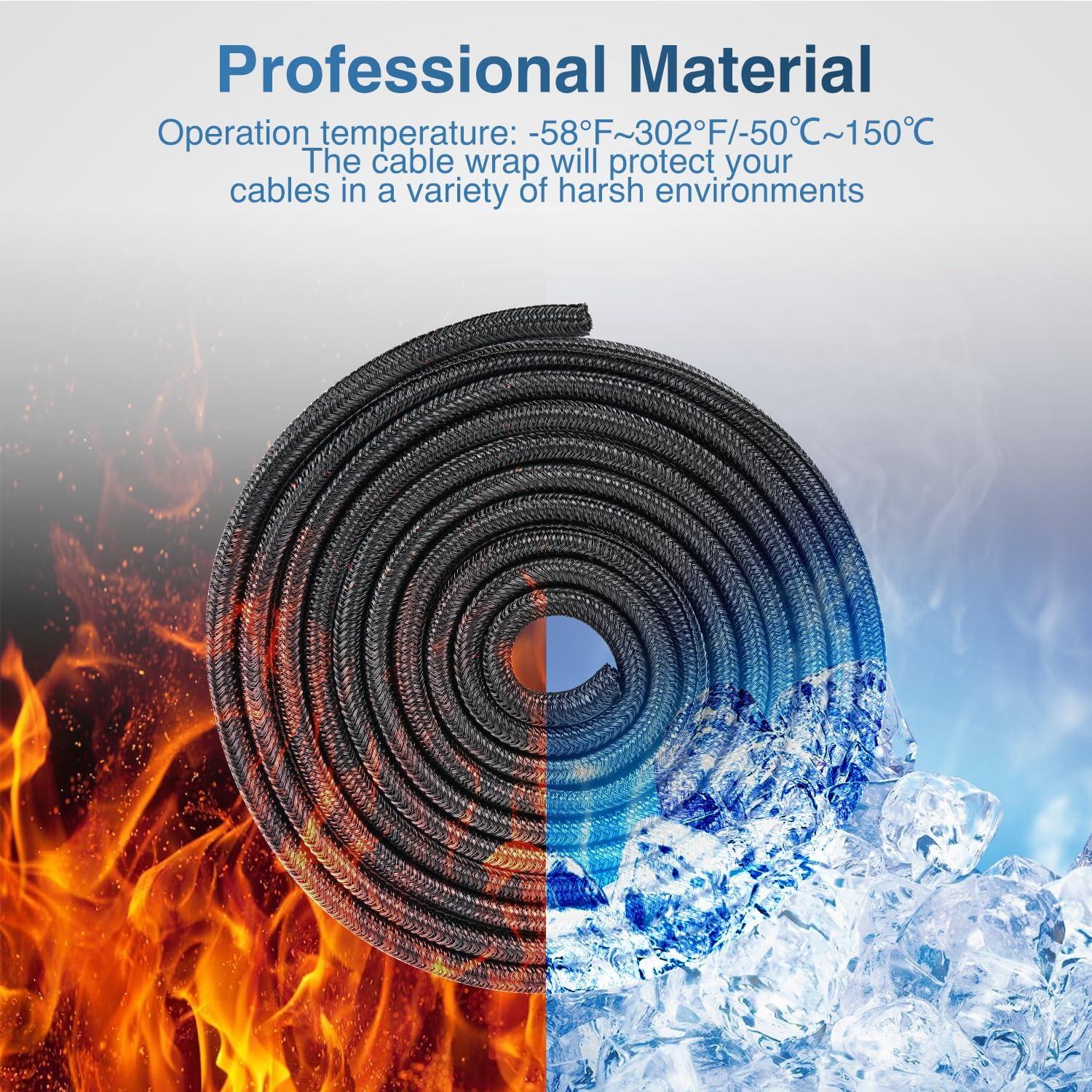 image:imageNilight Cable Sleeve10ft14inch Cord Management Sleeves Braided Sleeving Split Self Wrapping Wire Loom for Computer Electrical Automotive Harness Protector Organizer WhiteBlack