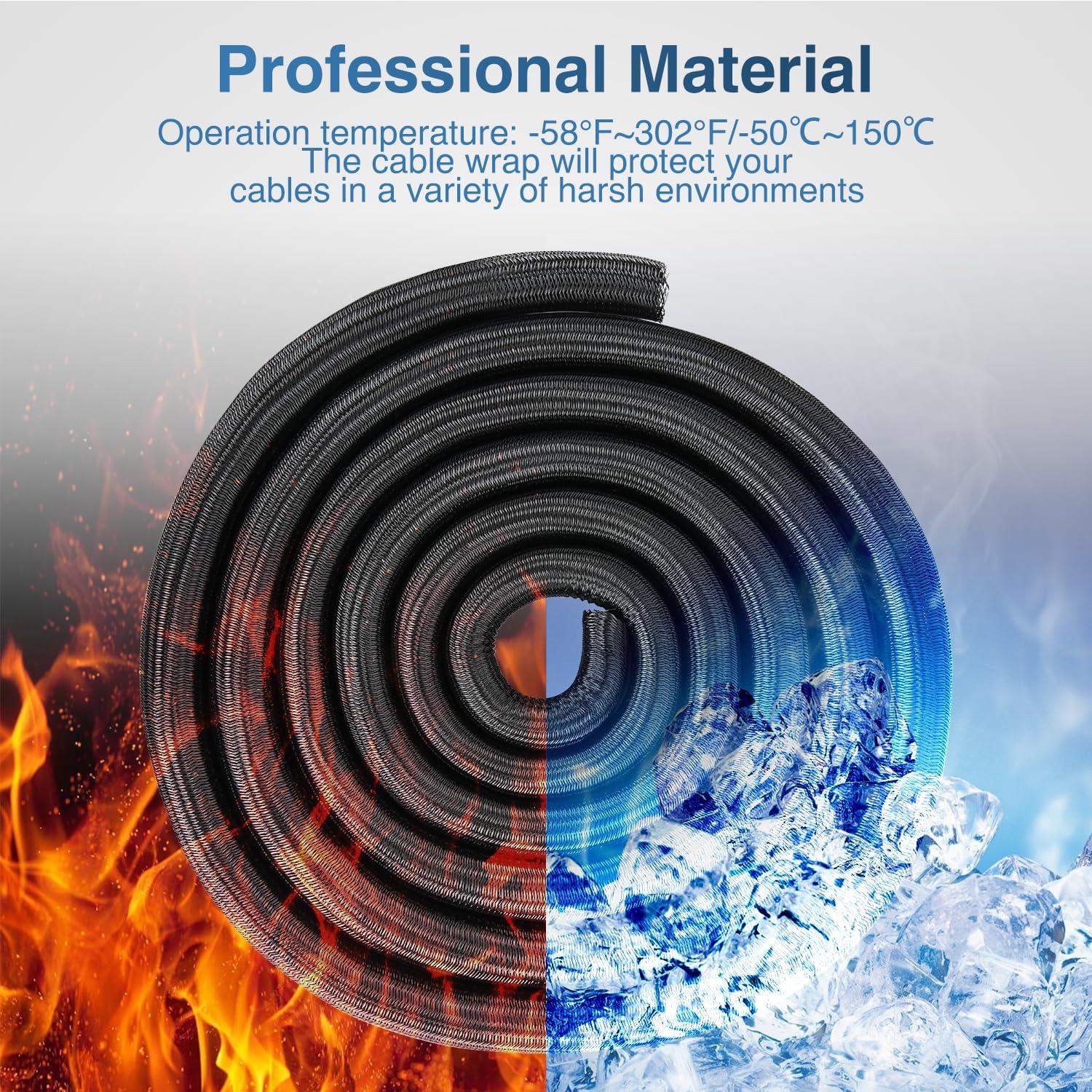 image:imageNilight Cable Sleeve10ft14inch Cord Management Sleeves Braided Sleeving Split Self Wrapping Wire Loom for Computer Electrical Automotive Harness Protector Organizer WhiteBlack