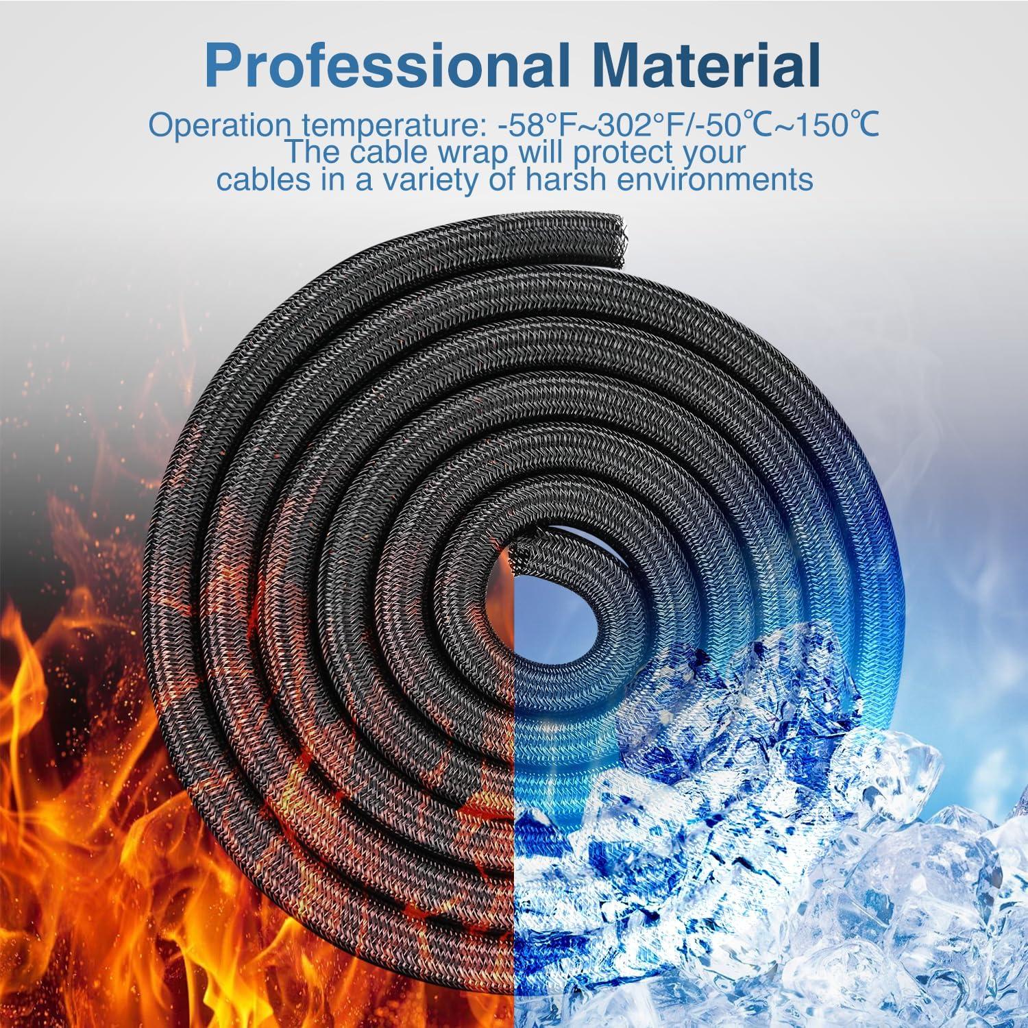 image:imageNilight Cable Sleeve10ft14inch Cord Management Sleeves Braided Sleeving Split Self Wrapping Wire Loom for Computer Electrical Automotive Harness Protector Organizer WhiteBlack