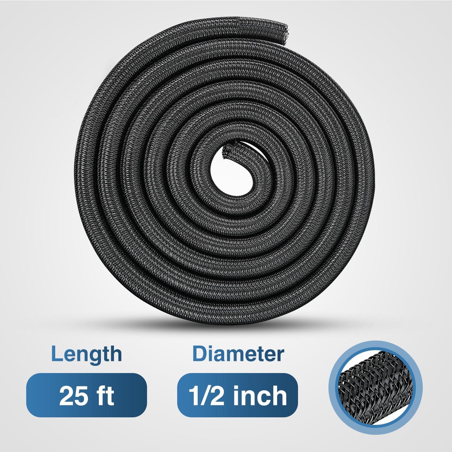 image:imageNilight Cable Sleeve10ft14inch Cord Management Sleeves Braided Sleeving Split Self Wrapping Wire Loom for Computer Electrical Automotive Harness Protector Organizer WhiteBlack