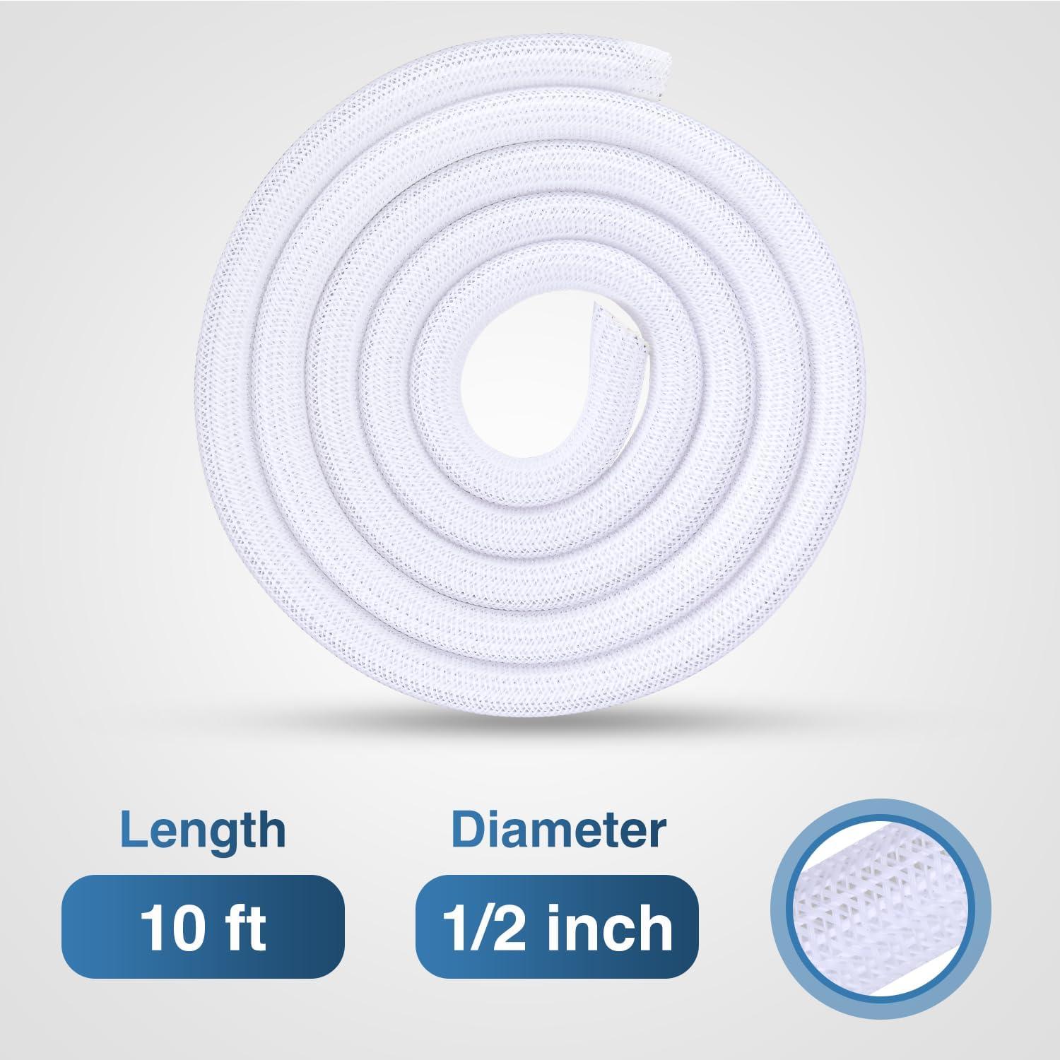 image:imageNilight Cable Sleeve10ft14inch Cord Management Sleeves Braided Sleeving Split Self Wrapping Wire Loom for Computer Electrical Automotive Harness Protector Organizer WhiteWhite