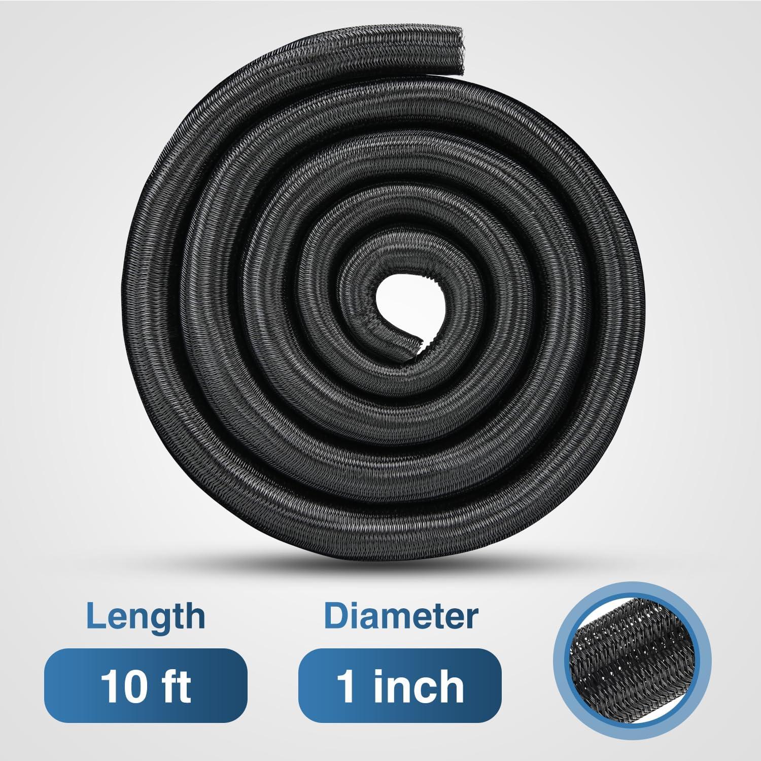 image:imageNilight Cable Sleeve10ft14inch Cord Management Sleeves Braided Sleeving Split Self Wrapping Wire Loom for Computer Electrical Automotive Harness Protector Organizer WhiteBlack