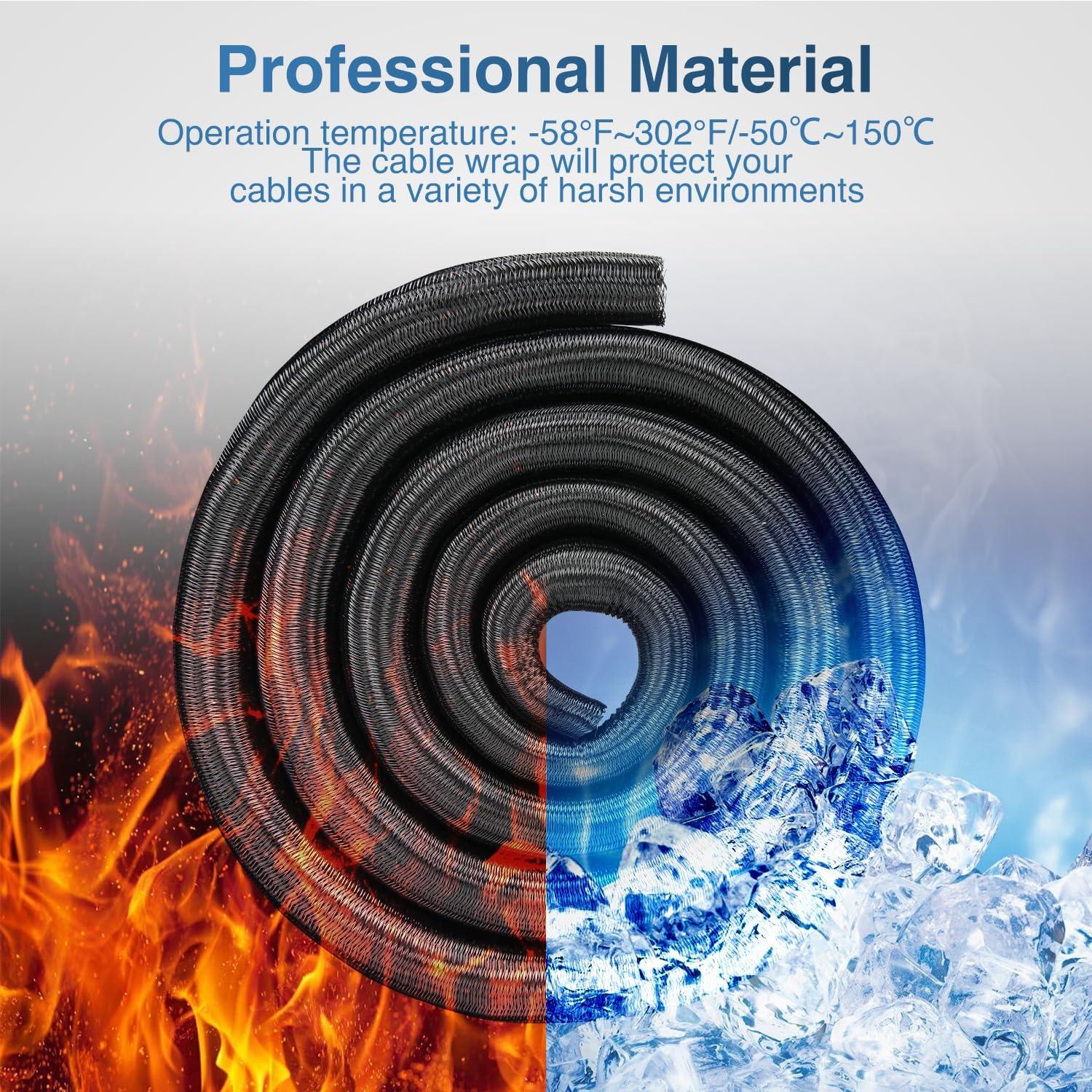 image:imageNilight Cable Sleeve10ft14inch Cord Management Sleeves Braided Sleeving Split Self Wrapping Wire Loom for Computer Electrical Automotive Harness Protector Organizer WhiteBlack